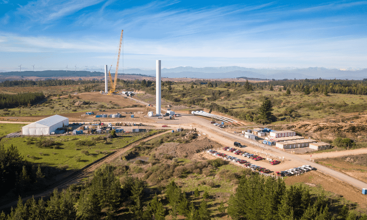 vista a&eacute;rea de construcci&oacute;n del parque e&oacute;lico Cardonal de Statkraft Chile